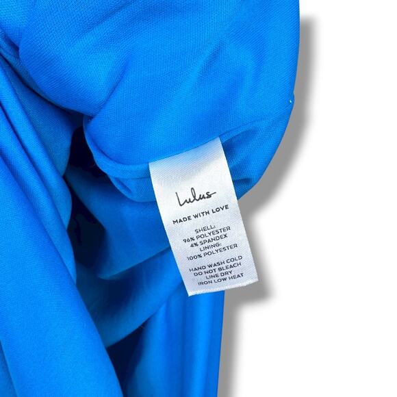 Lulus NWOT Glamorous Dedication Blue Sleeveless Column Crepe Maxi Dress Medium - Picture 10 of 10